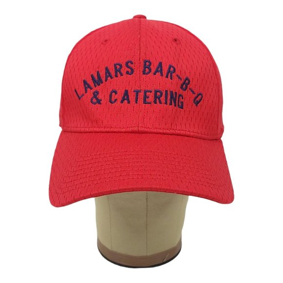 A-Flex Lamars Bar B Q Catering Size L XL Cap Fitted Trucker Red Hat - Picture 2 of 11